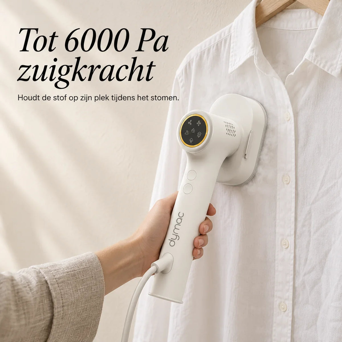 Dymac Vestra garment steamer with suction function